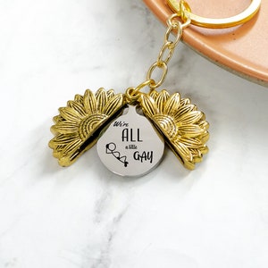 WE ARE ALL Gay Sunflower Necklace - Friend Gift - Pride Gift - Best Friend Gift - Gay Friend Gift - Pride Ally Gift - Lgbtq+ Gift