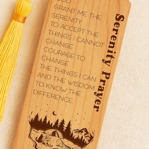 Serenity Prayer Wooden Bookmark: Engraved Religious Gift