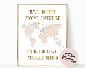 Printable travel quote | Travel Inspiration Quote Print | Printable Art Travel Gift | Travel Decor | Digital Art