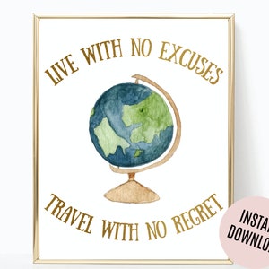 Printable travel quote | Travel Inspiration Quote Print | Printable Art Travel Gift | Travel Decor | Digital Art