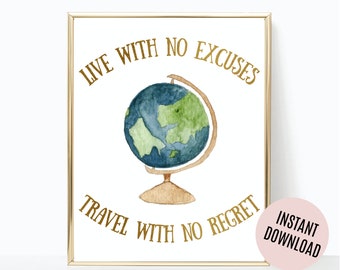 Printable travel quote | Travel Inspiration Quote Print | Printable Art Travel Gift | Travel Decor | Digital Art