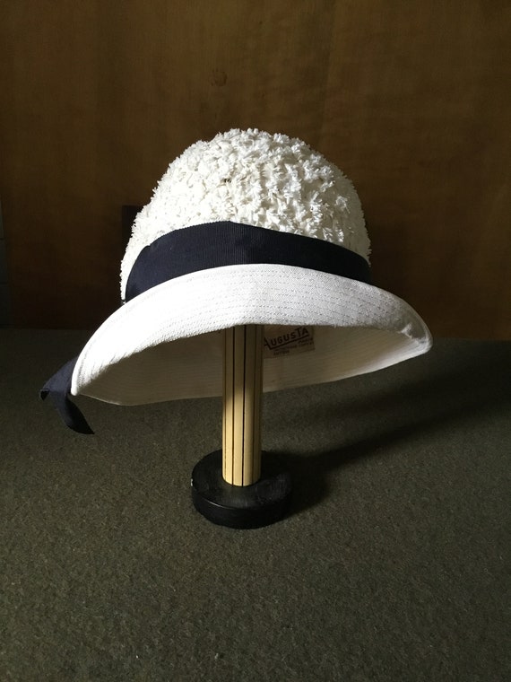 Women Raffia Cream Hat Vintage 50s era 56cm head - image 3