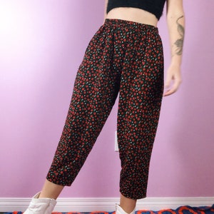 Vintage Flower Pants // Palazzo Pants // Capris // Loose Wide Lag Pants // High Waisted