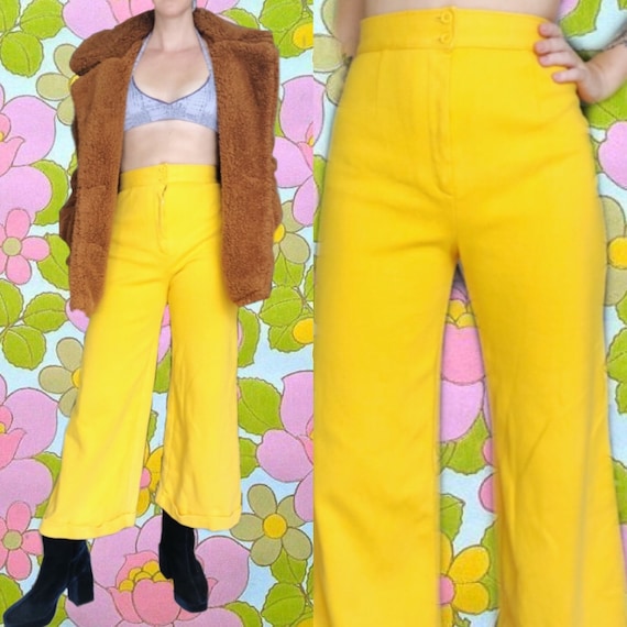 Lemon Yellow 70s Flares // High waisted // Vintage