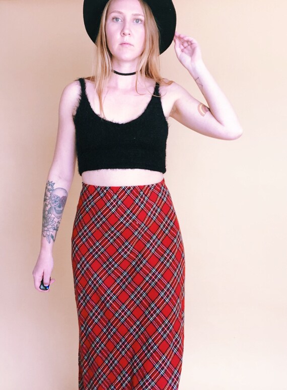 1970s Vintage Red Plaid Wool Skirt - image 2