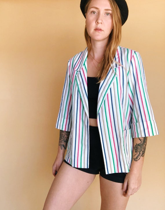 80s Colorful Blazer // Vintage Striped Colorful Bl