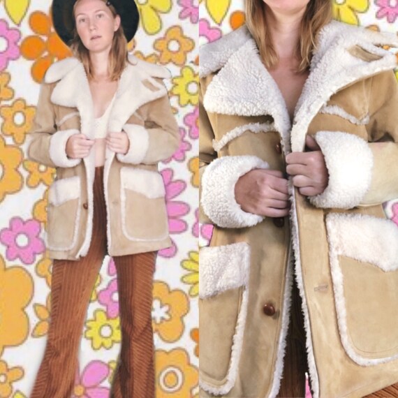 70s Penny Lane Coat // Boho 1970s Jacket // Tan Su