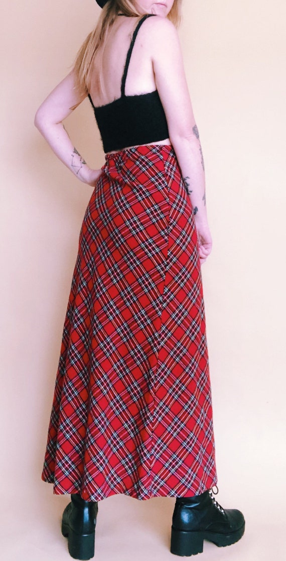 1970s Vintage Red Plaid Wool Skirt - image 4