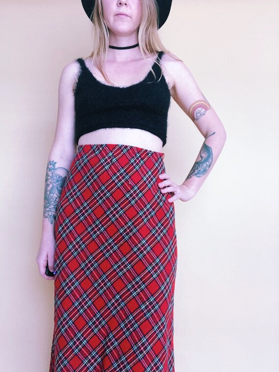 1970s Vintage Red Plaid Wool Skirt - image 6