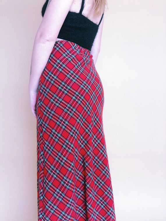 1970s Vintage Red Plaid Wool Skirt - image 7