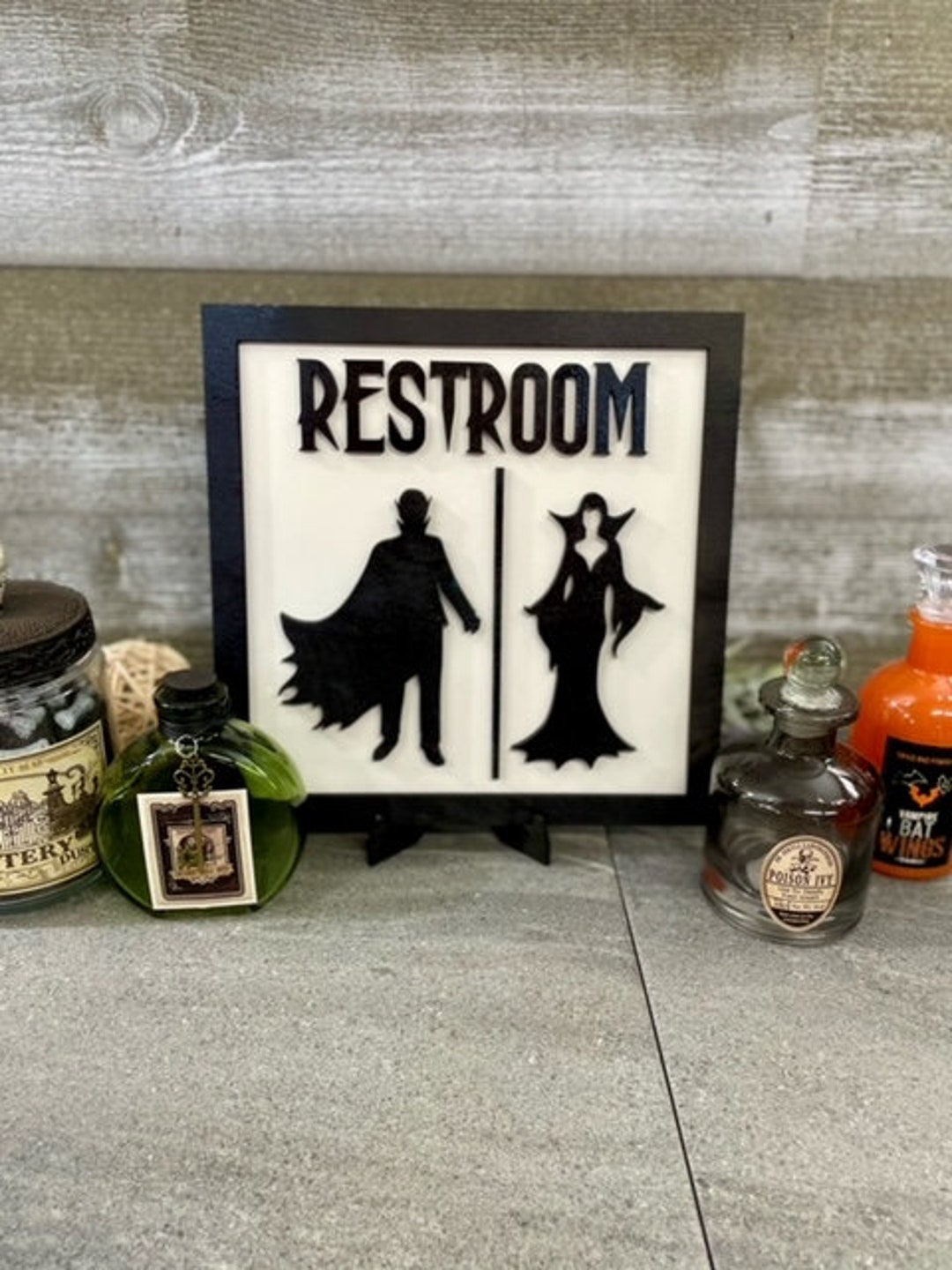 Restroom Halloween Sign monster Bathroom Decor Bathroom - Etsy