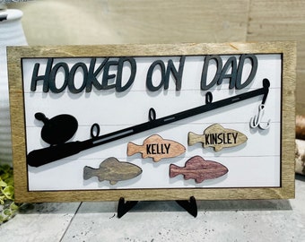 Hooked on Dad/Papa Sign | Personalized Father's Day Gift | Fishing Sign | Father’s Day | Gifts For Dad | Personalized Gifts