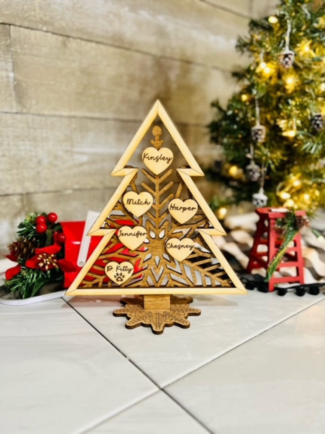 Christmas Family Tree Frame Custom Christmas Decor Christmas Signs