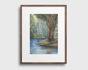 Reflections" Watercolor Giclee Print/Landscape/Nature Art/House Decor/Gift/Flowers