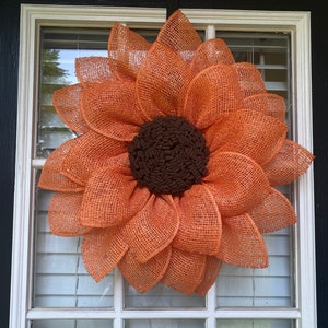 Fall Sunflower Wreath, Fall Flower Wreath, Orange Flower Wreath, Orange Sunflower Wreath, Wreaths for Front Door, Wreaths for Fall, Fall
