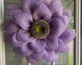 Purple Flower Wreath, Mothers Day Gift, Mom Birthday Gift, Sunflower Wreath, Spring and Summer Wreath, Purple Spring Wreath, Flower Wreath