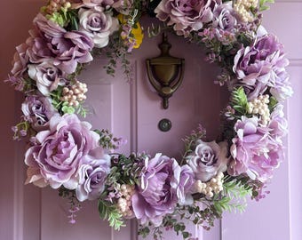 Purple Summer Wreath: Front Door Decor, Spring Hanger