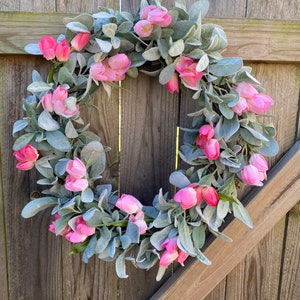 Spring Tulip Wreath, Wreath for Spring, Mothers Day Gifts, Front Door Wreath for Spring, Summer Wreath, Tulip Wreath, Greenery Wreath,