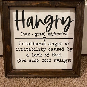 Kitchen Signs, Gifts for New Home Owners, Kitchen Decor, Hangry Sign, Cute Wall Decor, Cute Kitchen Decor, Wall Hangings, Wall Art, Wood