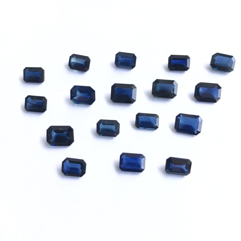 1 Pcs Natural 7x5mm Blue Sapphire Emerald Cut Faceted Gemstone Australian Sapphire Gemstone Blue Sapphire Octagon 7x5mm Loose Gemstone