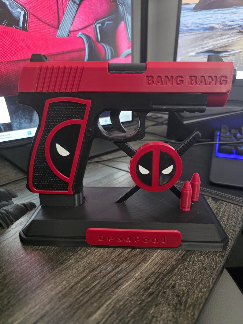 3d Printed Deadpool Gun Display - Etsy