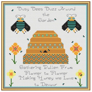 Busy Bees PDF Counted Cross Stitch Pattern