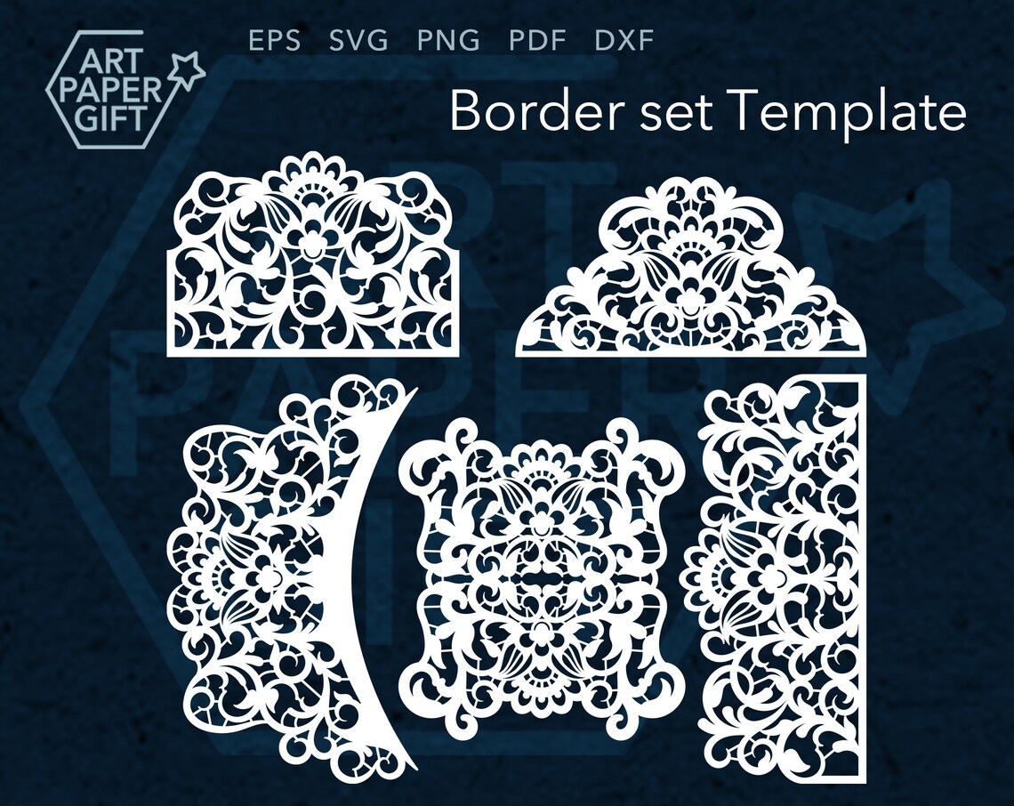 Papercut Border Edge lace Template Svg Paper lace border Kit Etsy