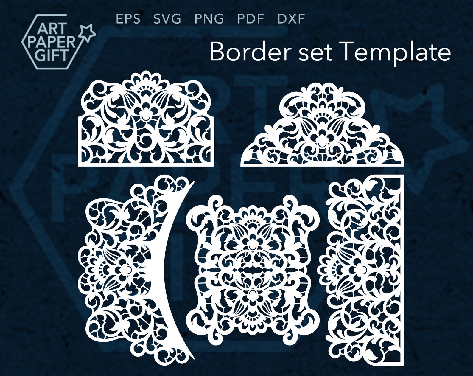Papercut Border Edge lace Template Svg Paper lace border Kit Etsy