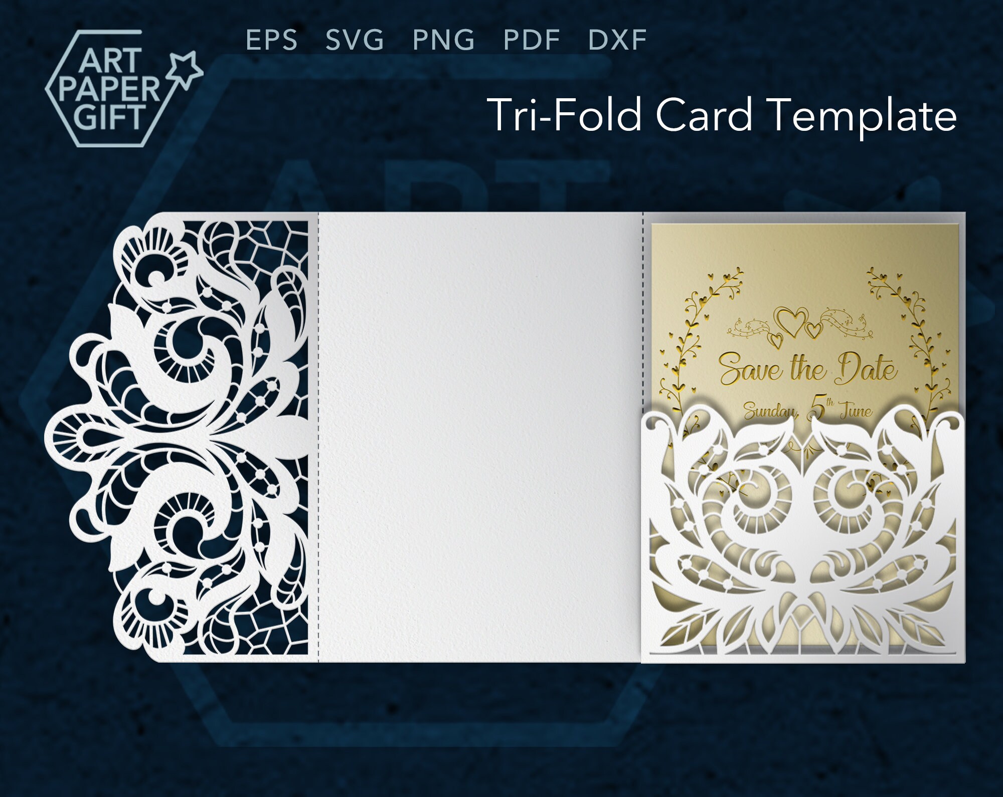 Trifold pocket envelope 57 cricut template Svg Etsy