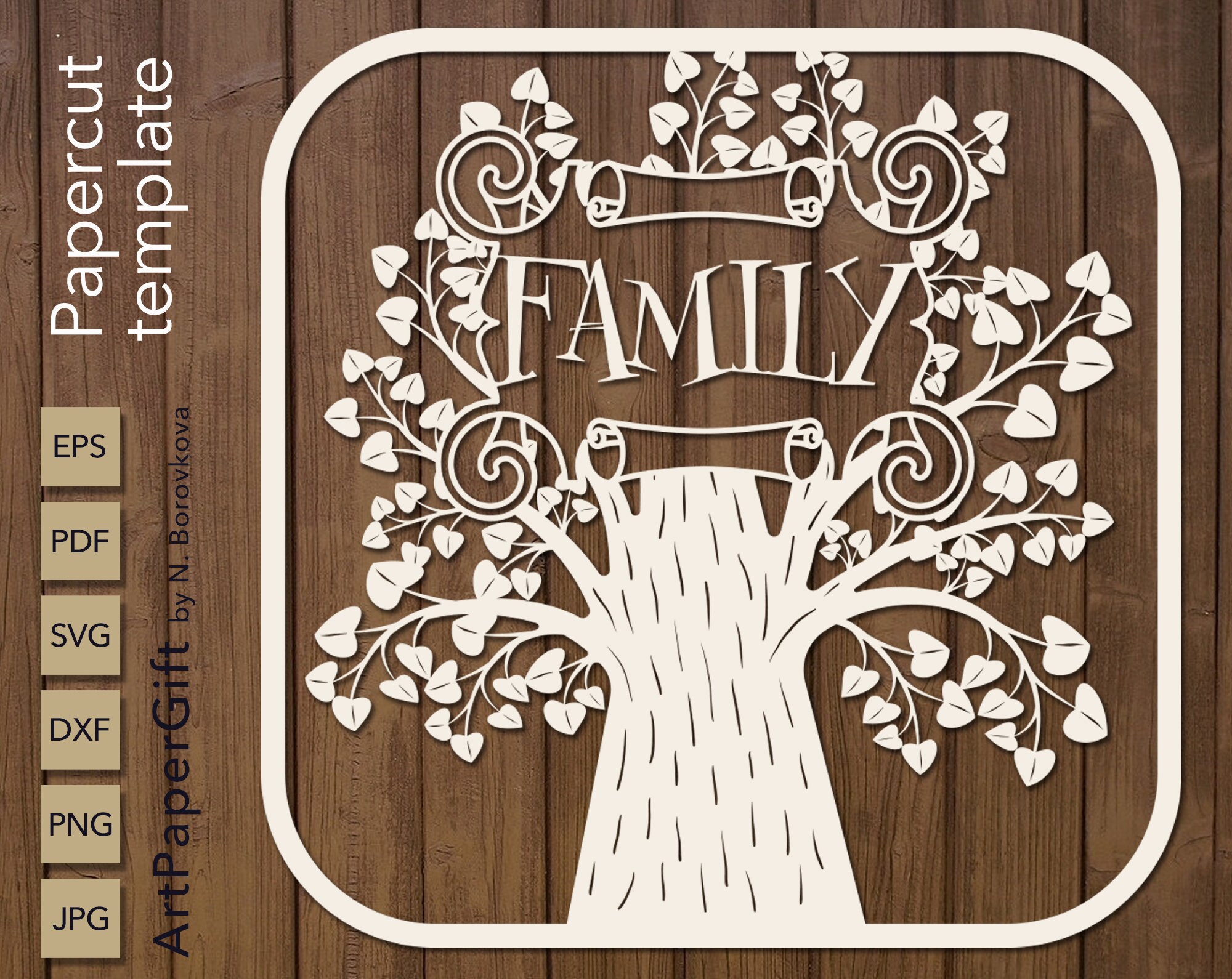 Plantilla de corte de papel árbol genealógico personalizado / | Etsy