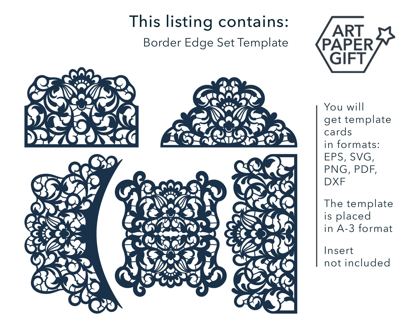 Papercut Border Edge lace Template Svg Paper lace border Kit Etsy