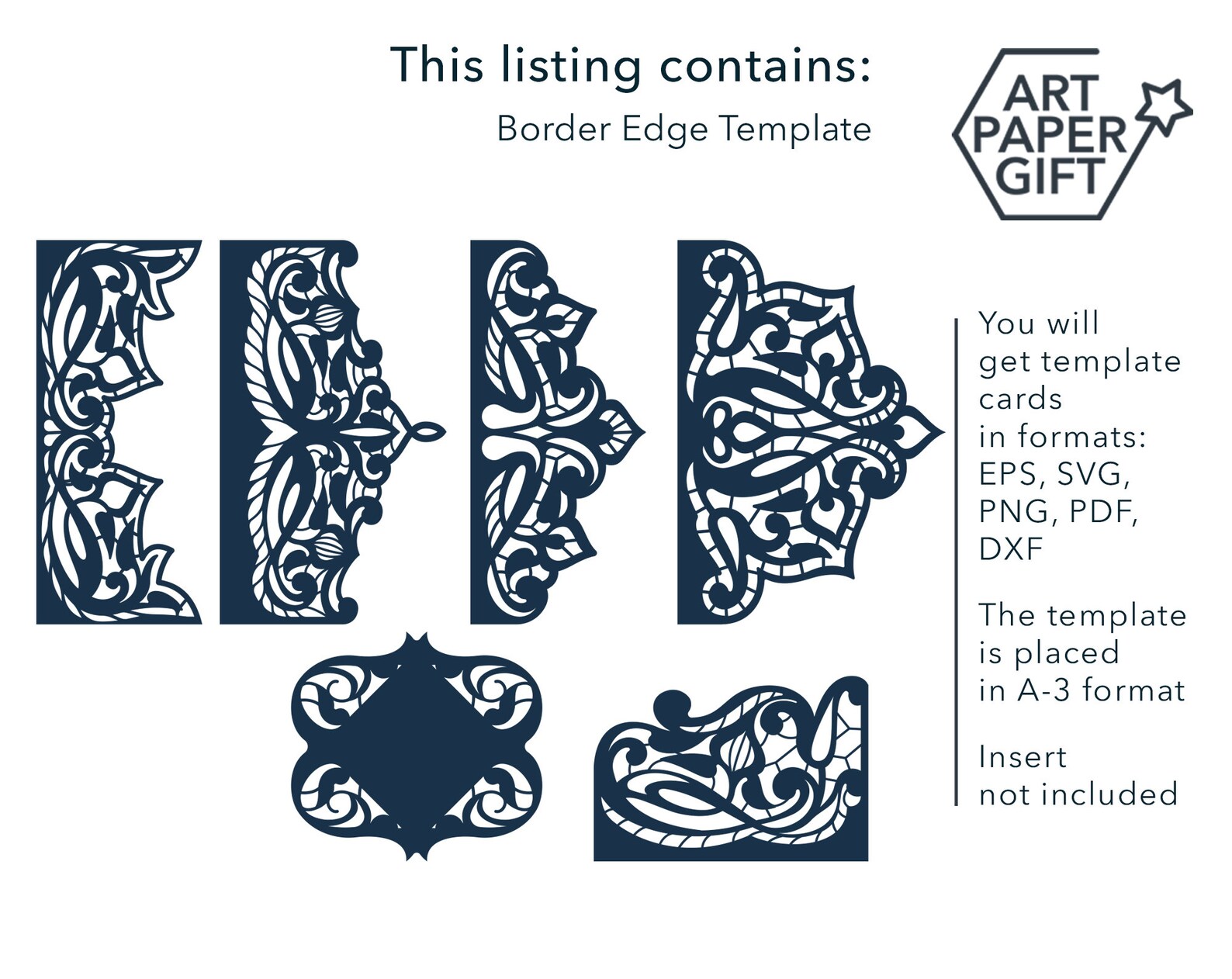 Papercut Border Edge lace Template Svg Paper lace border Kit Etsy