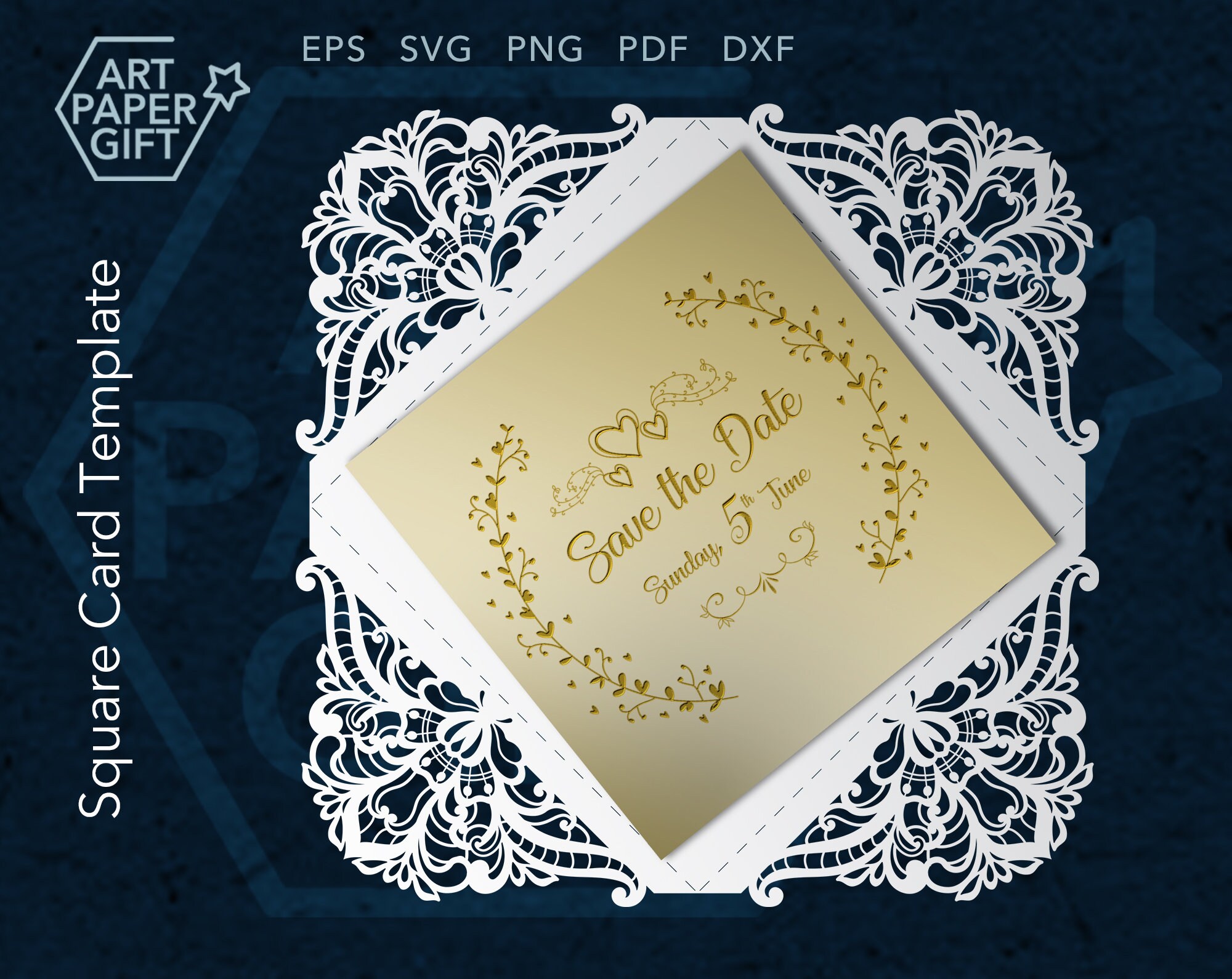 Download Svg Papercut Template 66 Square Envelope Wedding & | Etsy