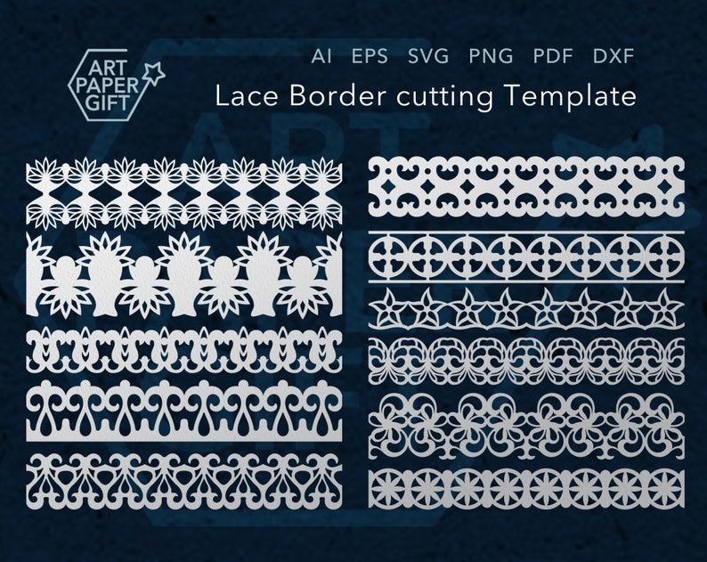 Svg Paper Lace Border Template Cricut Design Seamless Border Etsy