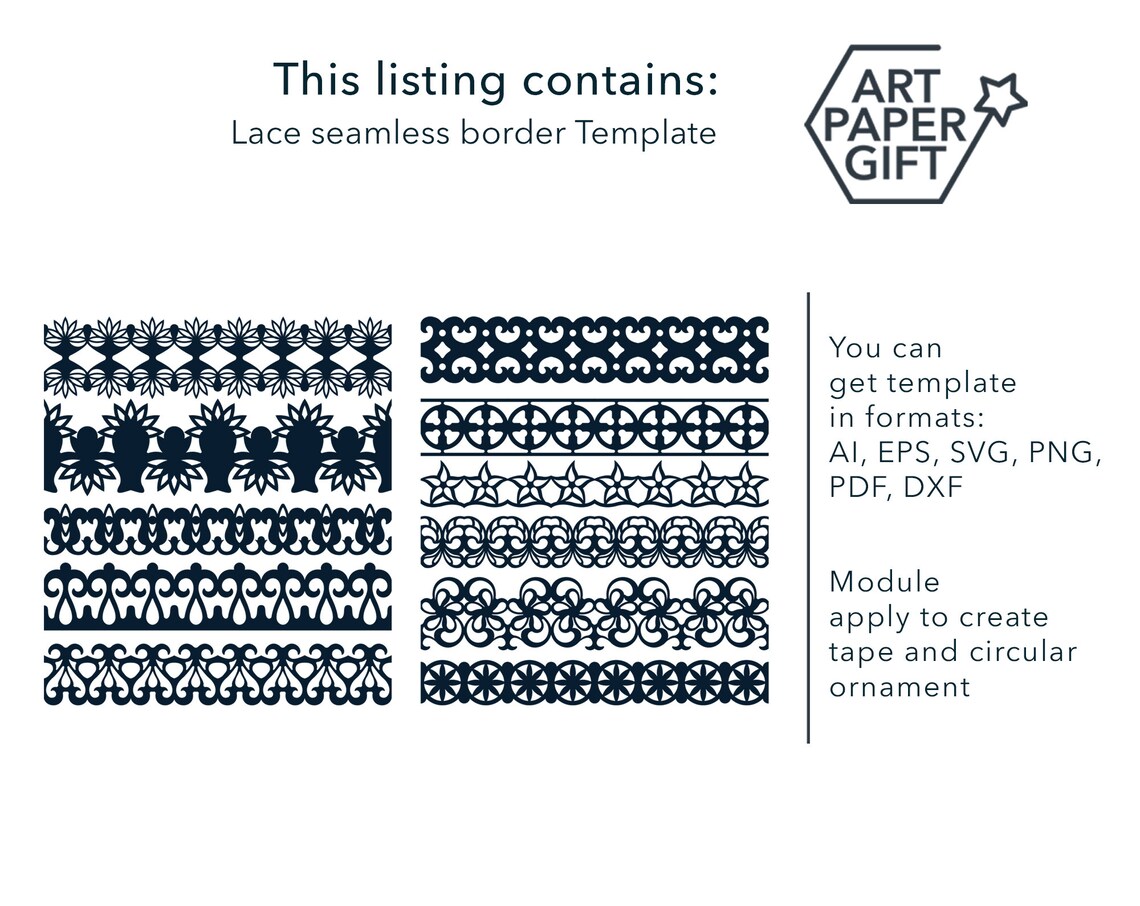 Svg Paper Lace Border Template Cricut Design Seamless Border Etsy