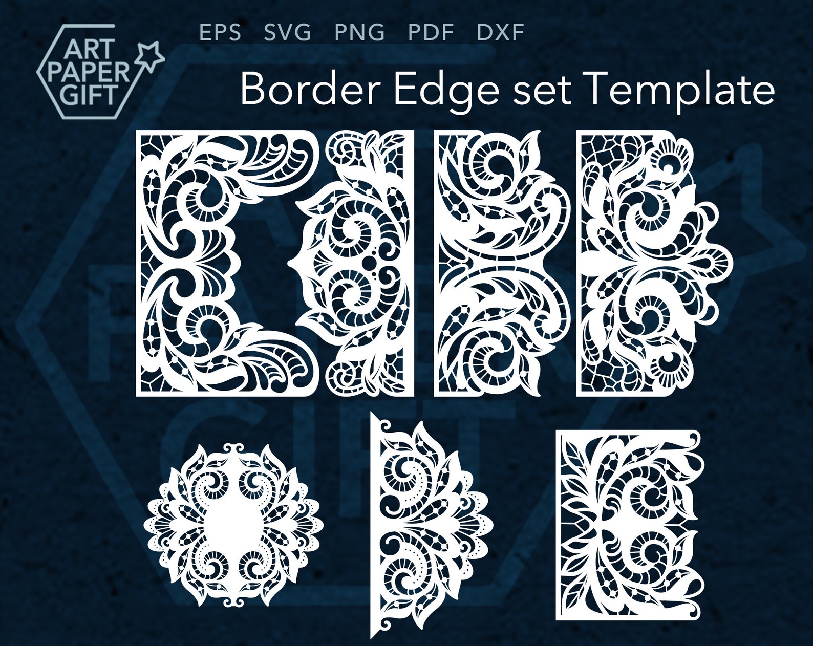 Paper die cut border edge svg template paper lace edge for Etsy