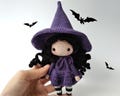 Finished doll Little Witch Purple Amigurumi Doll Halloween doll Crochet doll Girlfriend gift