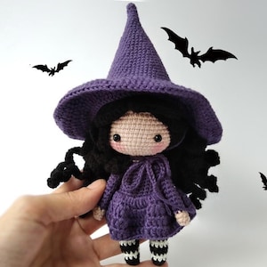 Finished doll Little Witch Purple Amigurumi Doll Halloween doll Crochet doll Girlfriend gift