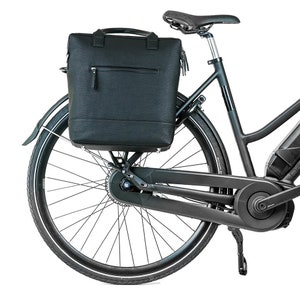 Weathergoods Sweden Urban BLACK Fahrradtasche schwarz aus hochwertigem veganen Leder Laptoptasche Bild 1
