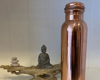 Original indische handgemachte Reine Kupfer Wasserflasche glänzend, Ayurveda Yoga Gesundheit Vorteile, Uni kupfer Flasche, Geschenk