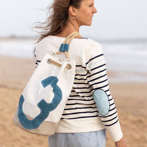 727 Sailbags Duffel Bag Jack No.3 Toile et Cuir * Voiles 100% Recyclées * Objectif Zéro Déchet