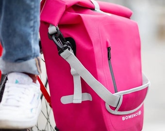 Bomence fietstas voor bagagedrager, 100% waterdicht, roze, "Trailblazer"