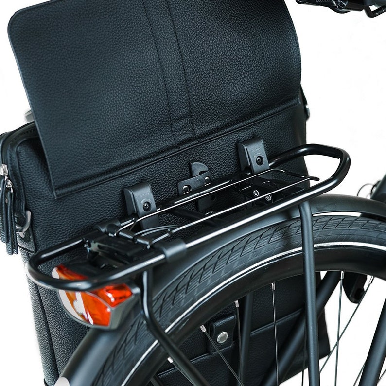 Weathergoods Sweden Urban BLACK Fahrradtasche schwarz aus hochwertigem veganen Leder Laptoptasche Bild 6