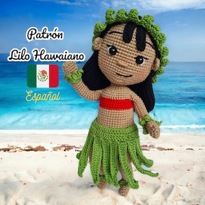 Articulated Hawaiian Lilo - SPANISH PDF Pattern - Crochet Amigurumi 25 cm