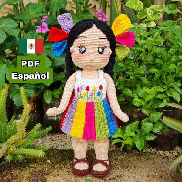 Dianita Mexican Doll PDF Pattern - Spanish Amigurumi Pattern