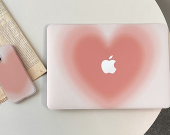 Cute Pink Heart MacBook Shell Case Cover For New MacBook M1 Pro 14 M1 Air 13 A2338, A2337 Macbook Pro 15 16 Case, Apple Laptop