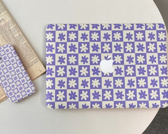 Art Plaid Flower MacBook Shell Case Cover For New MacBook M1 Pro 14 M1 Air 13 A2338, A2337 Macbook Pro 15 16 Case, Apple Laptop