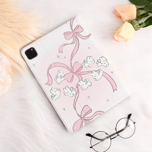 Cute Rabbit iPad Case Bow Decor For iPad Air 3/4/5,iPad 10/9/8,iPad 9.7 10.2 10.9 11 12.9 inch,iPad Mini 6 5 iPad 2022 2021 Pro Air Case image 2