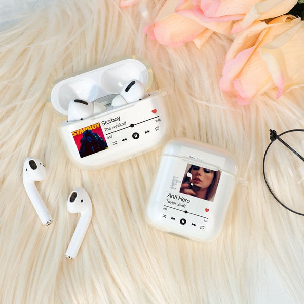 Álbum de música personalizado Airpods funda transparente para AirPods 1 Gen AirPods 2 Gen AirPods Pro 2 AirPods 3 placa de música personalizada funda para auriculares