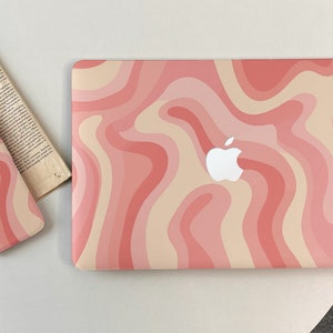 Pink Abstract Wave MacBook Shell Case Cover For New MacBook Pro 13 14 15 16 ,M1 M2 Air 13 A2681, A2337, A2338, Apple Laptop 2022 2021 2020